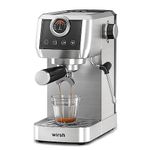 wirsh Espresso Machine, 20Bar Plastic Free Espresso Maker with Stainless Steel Tamper,Steamer,Expresso Coffee Machine for Espresso,Latte,Cappuccino,Touch Screen with Pressue Gauge(Home Barista Plus)