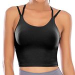 ZAIQUN Women Padded Sports Bra Wirefree for Fitness Workout Running Shirts Yoga Tank Top Black