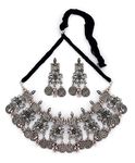 Shining Diva Fashion Latest Stylish Fancy Oxidized Traditional Oxidised Choker Necklace Jewellery Set for Women (rrsd13124s)