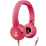 POGS kids headphones | The Elephant | Foldable and robust headphones for kids from 3 years with volume control, microphone, volume limiter 85 dB | Music-sharing function | 1m 3,5mm (pink wired)