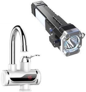TechKing Electric Wall Mount Water Heater And Tankless Fast Water Heating Tap Instant Hot Kitchen Faucet With 8-in-1 Multifunctional, High Power, Long Distance LED Torch Light
