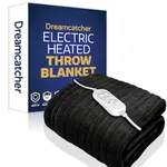 Dreamcatcher Black XL Heated Throw Electric Blanket, 180 x 130cm Heated Blanket Machine Washable Soft Fleece Electric Throw Overblanket with 12HR Timer and 9X Control Heat Settings
