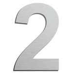 Ywonoby House Numbers - 3 Inch Self Adhesive Metal Stainless Steel Door Numbers Stickers for House Mailbox Apartment Hotel Courtyard - Silver(2)