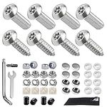 Dadop Anti Theft License Plate Screws, Universal License Plate Screw Caps, Rust Proof Stainless Steel Bolts Fasteners Kit, M6 (1/4") Tamper Proof Screws for Cars Front Rear Frame Holder (Chrome)