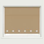 Square Eyelet Windows Roller Blinds Polyester Fabric, Easy Fit Trimmable, Home, Office, Blind with Metal Tube and Child Safe Fittings (Width 60cm x Length 210cm, Light Filtering Shade, Cappuccino)