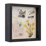 Love-KANKEI Shadow Box Frame 11x11 Shadow Box Display Case with Solid Wood Frame and Removable Glass Window Memory Box for Memorabilia Photos Awards Medals Weathered Black