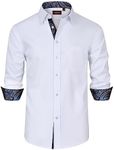 Lion Nardo Mens Dress Shirts Long Sleeve Dress Shirts for Men Casual Button Down Shirts Party Big and Tall Dress Shirts, D # White-paisley, Large