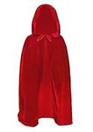 Moonlove Kids Hooded Halloween Cape Cloaks 80 cm Devil Vampire Wizard Devil Boys Girls Cosplay Costume Fairytale Hero Fancy Dress Robe for Christmas Party Costume Ball, Red