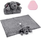 Heartbeat Toy Heartbeat Blanket for Dog Anxiety Relief, Heartbeat Stuffed Animal for Puppy Calming Aid Behavioral Aid, Dog Comfort Toy for Sleep Aid Cuddle, Grey