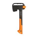 Fiskars Chopping Axe XS X7, Includes Storage and Carrying Case, Length: 35.5 cm, Non-Stick Coating, High Steel Blade/Fibreglass Handle, Black/Orange, 1015618