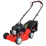 RocwooD Red Petrol Lawnmower Push 16" 132cc Plus FREE Oil. 39cm Cutting Width, 132cc OHV Four-Stroke Engine Folding Handles & 35 Litre Grass Collector. Garden Power Tool Mowers