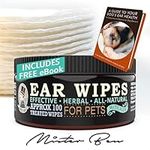 Mister Ben's Original XXL Treated Ear Cleaner Wipes w/Aloe for Dogs, Cats Small Pets – Most effective wipes that soothe & prevent odor, itching and Infections – Approx 100 extra large 3" Pads