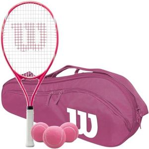 Wilson Tempest Pro Lite Tennis Racquet Bundled with an Advantage 2.5 Racquet Holder Bag (Pink) and 3 Pink Tennis Balls