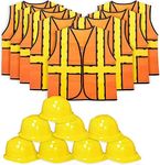 Tigerdoe Kids Party Dress Up - 8 Hats with 8 Vests- Construction Party - Birthday Favors