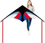 JEKOSEN 55" Delta Kite Large Kites for Kids and Adults Beginners Easy to Fly Single Line String for Beach Trip Park Outdoor Activities Red/Blue