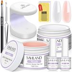 Saviland Builder Nail Gel Kit: Nail Extension Kit With Mini Nail Lamp, Clear Pink Builder Gels, Builder Gels For Nails Kit for Nail Extension, Nail Strengthen with Nail Art Manicure Tools Nail Gifts