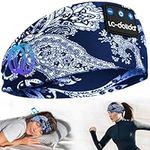 Sleep Headphones,Eye Mask Wireless Headband Headphones, Sports Headband Built-in Mic Bluetooth Headphone with HD Stereo Speakers Cool Tech Gadgets Fashion Item Over-Ear Earbuds Birthday Gifts-Blue