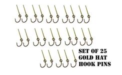 Case of 25 Gold Eagle Claw Hat Fish Hook for Cap and Tie Clip Bulk Pack of 25 Hat Hooks