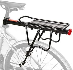 Rear Bike Rack, 110 lbs / 50KGS Bike Cargo Racks Frame Aluminum Alloy Universal Adjustable Cycling Equipment Stand Footstock Bicycle Luggage Carrier with Tools and Reflector for 26"-29" Frames