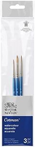 Winsor & Newton Watercolor Brush Set, Brass, Assortments, redondos nº1, 3 y 5