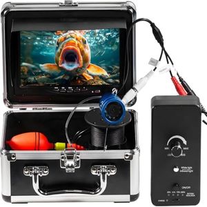 1200TVL HD Underwater Ice Fishing Camera with 7inch Monitor 100ft/30M 10000mAh Fish Finder with 24pcs LED Lights,12pcs Infrared Night Vison,12pcs White Lights,Aluminium Case for Lake,Fish Boat