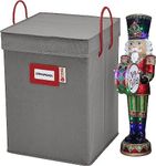 Christmas Nutcracker and Figurine Collectible Storage Box - Stores Up to 9-16" Tall Nutcrackers, Ornaments, and More - Holiday Decor Organizer with Adjustable Dividers - NUTCRACKER NOT INCLUDED