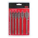 iTrend 6pc Heavy Duty Flat Wood Drill Bit Set DIY - for use with Drills, Drivers and Hand Braces