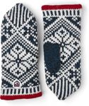 Hestra Womens Wool Mittens: Nordic Knit Winter Gloves, Medium Blue/Off White, 9