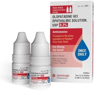 Glenmark Therapeutics Once Daily Olopatadine Eye Drops for Allergies, Redness Relief, Antihistamine, Allergy Relief from Pet Dander, Pollen, Grass, Ragweed, Olopatadine HCl 0.2%, 2.5ml (Twin-Pack)