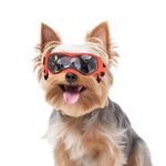 PETLESO Dog Goggles Small Breed, Dog Sunglasses for Small Breed UV Protection Eyewear for Small Dog Outdoor Riding Driving, Small Orange