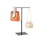 HEYLEAYAR T Shaped Purse Display Stand, Adjustable Height Stainless Steel Countertop Jewelry/Scarf/Handbag Display Stand for Boutique Store,Matte Black