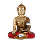 Collectible India 1 Ft Big Buddha Brass Statue Buddhism Life Sign Earth Touching Sitting Sculpture Bhumisparsha Feng Shui Idol Figurine Diwali Gifts Home Decor