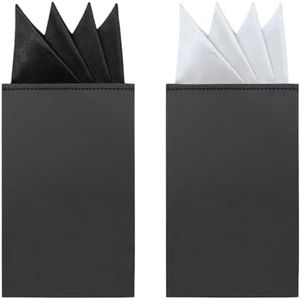 GHTIYLP Prefolded Pocket Squares for Men Solid Color Pre-folded Mens Handkerchief Suit Pocket Square for Business Wedding (Black Mountain*1+White Mountain*1)