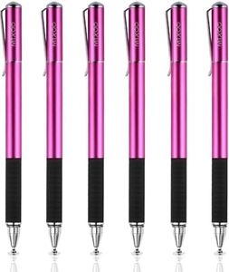 Mixoo Stylus Pens for Touch Screens 6 Pack - Disc & Fiber Tip 2 in 1 High Sensitivity Universal Stylus for iPad, iPhone, Tablets and All Capacitive Touch Screens (6 Purple)