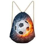 CLOHOMIN Trendy Water Flame Football Drawstring Backpack Travel Bag Sports Athletic Gym Sack for Teen Boy Male