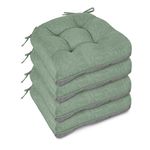 FlyGulls Non Slip Chair Cushions for Dining Chairs Set of 4 Kitchen Chair Cushions 18"x18"x3" Turfted Chair Pads Comfortable and Soft Seat Cushion with Ties (Sage Green)