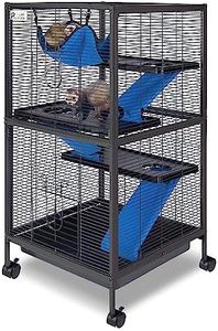 4 Tier Steel Deluxe Small Animal Pet Cage Kit for Guinea Pig Ferret Little Rabbit with Wheels Brakes Hammock 4 Platforms Removable Tray and Ladder with Flannel