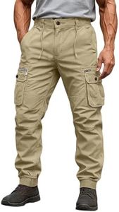 Febteebou Cargo Pants for Men Workout Joggers Stretch Sweatpants Hiking Drawstring Tactical Pants with Multi Pockets
