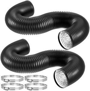 HOXHA 2 Pack Dryer Vent Hose 4 Inch 8 Feet Insulated Air Ducting Flexible Aluminum Foil Exhasut Hose Duct Kit with 4 Clamps for HVAC Ventilation