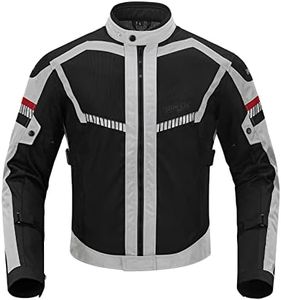 Winter Motorcycle Jacket, Motorcycle Jacket 4 Season Protective Gear Motorcycle Windproof for Men with 5 Protectors Grey M