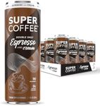 SUPER COFFEE Espresso, Iced Keto Coffee (0g Added Sugar, 90 Calories) [Espresso & Cream] 11 Fl Oz, 12 Pack | Iced Smart Coffee - SoyFree GlutenFree