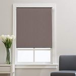 Corded 100% Blackout Textured Roller Blinds (124 cm W X 213 cm L, Brown) Polyester Waterproof Privacy Room Darkening Insulated UV Protection Easy Fit Window Shades for Home & Office-by Deco Window