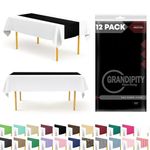 Black 12 Pack Premium Disposable Plastic Table Runner 14 x 108 Inch. Table Runner for Dinner Parties & Events by Grandipity