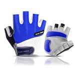 BECNBEAU Cycling Gloves Biking Gloves Riding Exercise Bike Gloves Men Road Youth MTB Bicycle Mountain Bike Bicycle Anti-Slip Half Finger for Trail Riding,Hiking,Dirt Bike,Blue,X-Large