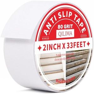 QILIMA Clear Anti Slip Tape, 2 Inch x 16.4 Feet Heavy Duty Traction Tape for Stairs, High Grit Non-Skid Adhesive Strip for Outdoor Steps, Ramps and Ladders, Transparent Abrasive Grip Tape