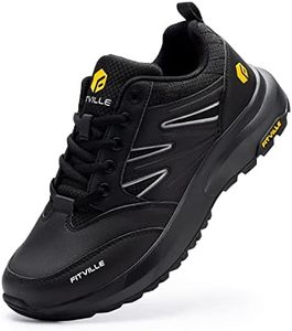 FitVille Mens Extra Wide Fit Hiking Shoes, Waterproof Walking Trekking Trainers with Arch Support for Heel Pain Relief, Sturdy Core X-Wide 10 UK Black