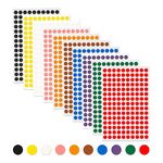 RubiGo - 8mm Sticky Dots 1500/3000 Coloured Dot Stickers, 10 Assorted Colours (10 Colours, 1500 Dots)