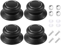 4 Pack Pot Lid Top Replacement Knob - Silicone Glass Saucepan Casserole Kettle Cover Knobs. Kitchen Cookware Universal Replacement Pan Lid Holding Handles. (Black)