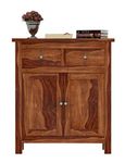 WOODSTAGE Sheesham Wood Sideboard Cabinet with 2 Drawers and 2 Door Cabinets | Multipurpose Storage for Living Room, Office and Kitchen | Durable Wooden Home Furniture | 1 Year Warranty (Teak Finish)