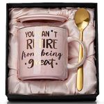 Classy Retirement Gifts for Women, You Can't Retire From Being Great - Inspirational Going Away Gifts for Retired Coworker, Teachers, Friends, 14oz Pink Marble Retire Mug Printed with Gold, Gift Boxed